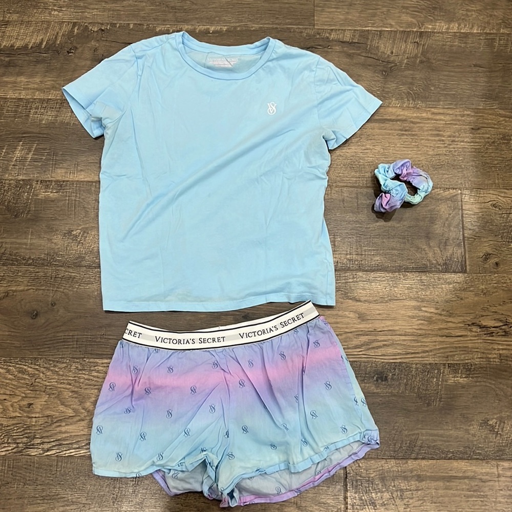 Victoria's Secret Light Blue and Purple Pajama Set